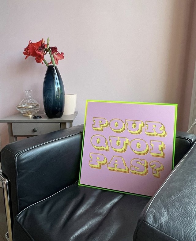 Druck mit Rahmen POUR QUOI PAS? - 45x45