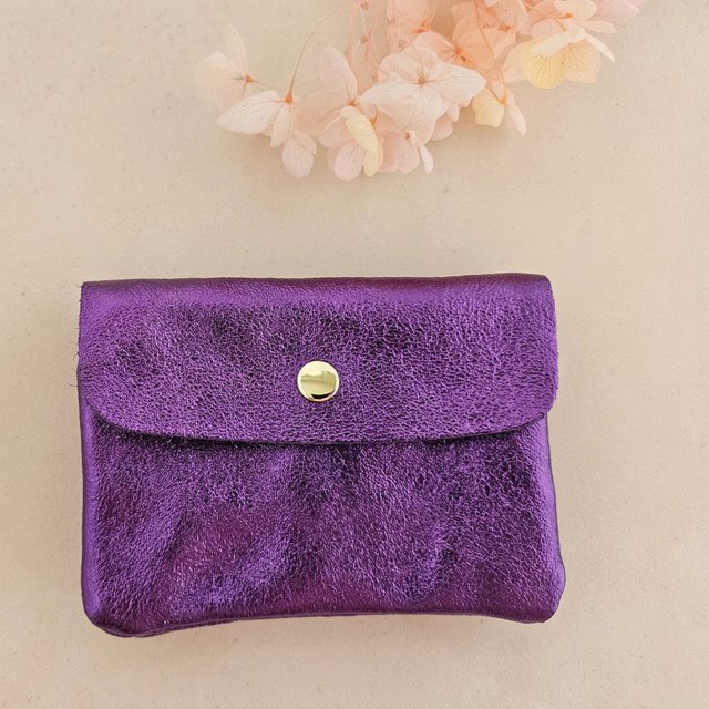 Leder-Portemonnaie Kangoo Metallic – Violett