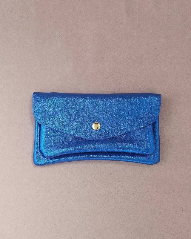 Leder-Portemonnaie Kangourou – Royalblau