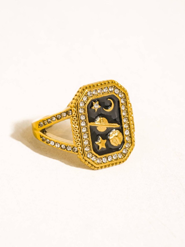 Lulora Statement Ring 18K vergoldet – Schwarz