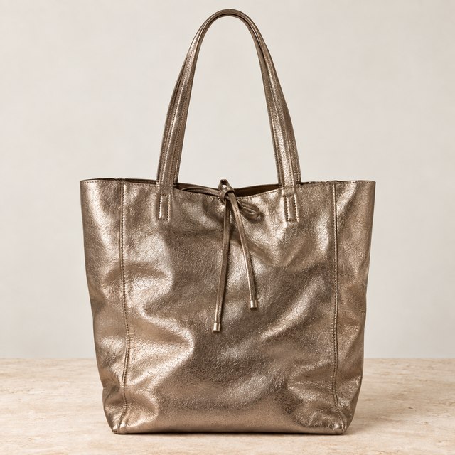 Shopper aus weichem Leder taupe – Made in Italy