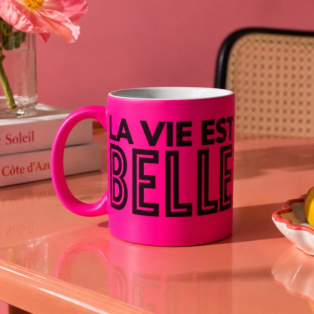 Tasse - LA VIE EST BELLE - neon pink